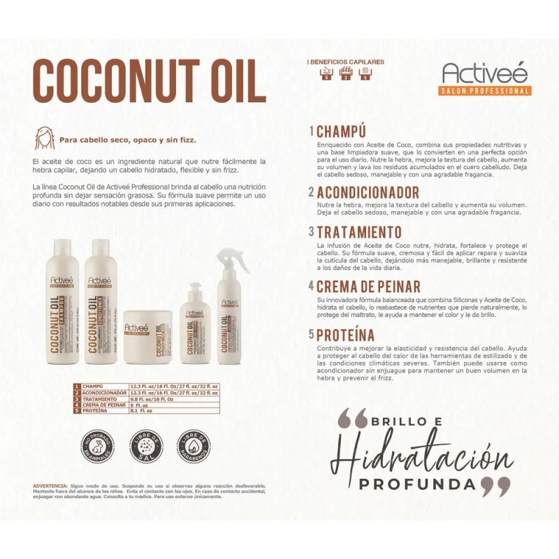 Shampoo Professional Coco Oil Tecnologia para cuidado Cabello con Perdida