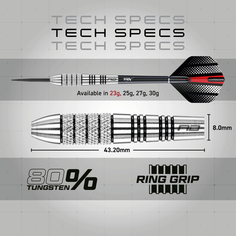 RED DRAGON Sidewinder 23 Gram Tungsten Darts Set with Flights