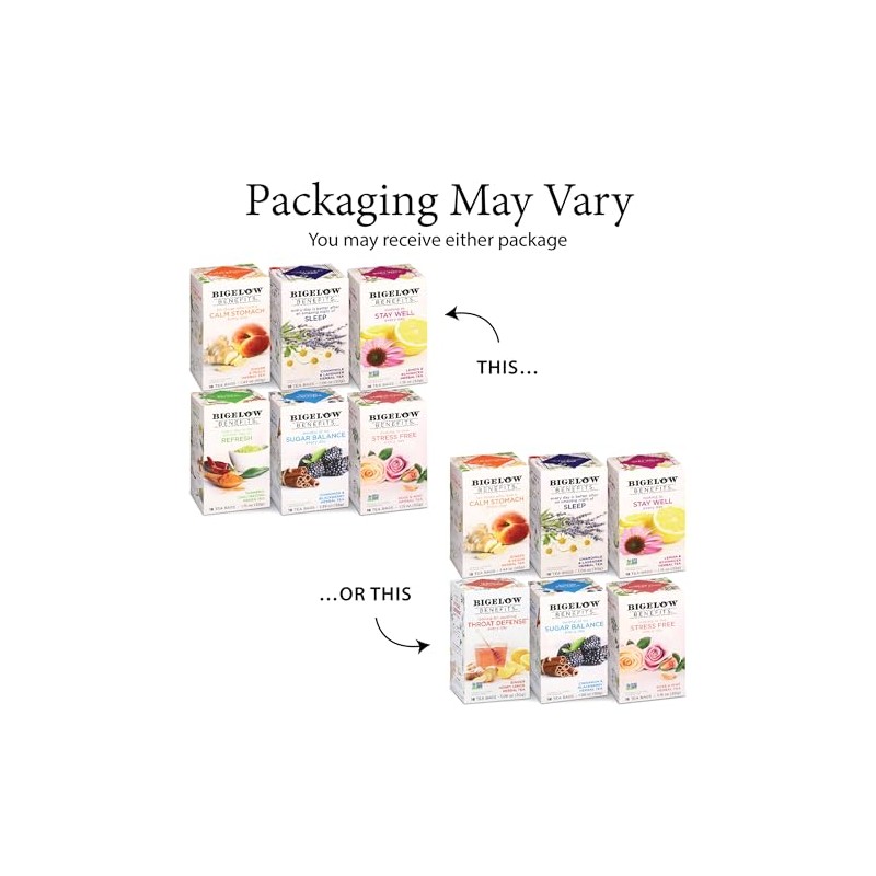 Bigelow Benefits Wellness Tea Variety Pack - Caffeinated & Herbal