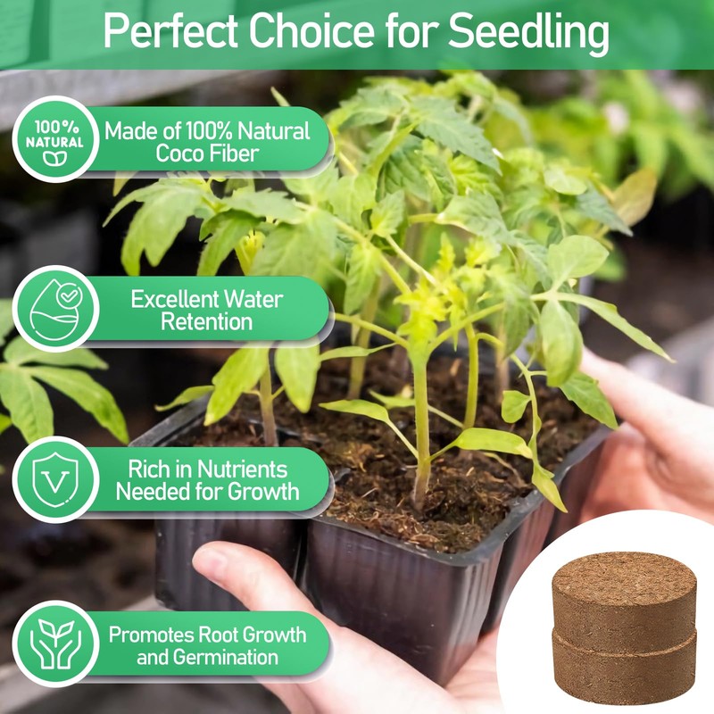 Legigo 50 Pcs 50mm Coco Coir Pellets Seed Starter Soil