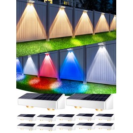 Brizled 12 Pack Outdoor Solar Fence Lights, 11 Modes & 9 Colors Color Changing Fence Solar Lights Waterproof IP65, 100 Lumens Landscape Deck Outdoor Lighting for Backyard Railing Wall Fence Poolside