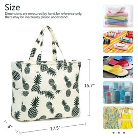 LEDAOU Large Beach Bag with Zip Women's Waterproof Shoulder Bag Tote Bag Shopper Sandproof with Zip Pool Fitness Travel Bag Family, beige, 17.7 x 15.7 x 8 zoll, Contemporary