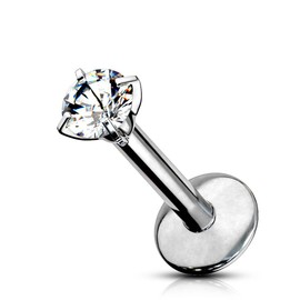 Stachelkleid Labret Piercing Titanium 1.2mm Cubic Zirconia Ear Helix Stud Tragus Size Choice of Colour Gold Rose Glitter Black Crystal Stone Jewellery Lip Internal Thread Silver 1.2mm 10mm / 3mm,