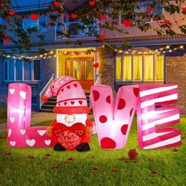 Valentine Inflatable Yard Decoration 6ft Love Gnome Romantic Outdoor Blow Up Décor with LED Lights for Indoor Outside Use Perfect for Valentine’s Day Wedding Holiday and Party