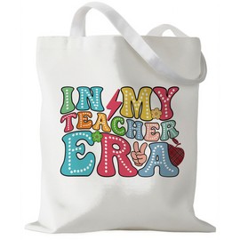 Reading Canvas Tote Bag, In My Teacher Era, Cute Reusable Cloth Cotton Bags for Shopping, Teacher Canvas Totes Bag, Aesthetic Tote Bags, Special Gifts for Women Friends, Beautiful Gift