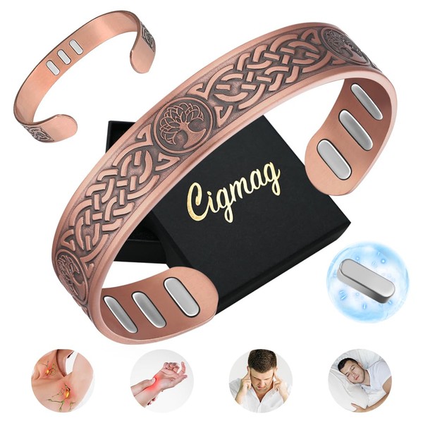 Cigmag Copper Magnetic Bracelet for Men, with Powerful Magnetic 9X
