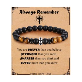 QWNHONEY Jesus Bracelets Cross Bracelet for Men Son Birthday Anniversary Christian Religious Faith Bible Verse Prayer Jesus Catholic Inspirational Jewelry Gift