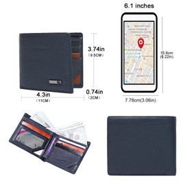 Trackable Anti-Lost Bluetooth Electronic Wallet Intelligent Finder with Position Locator (Via Phone GPS) Bifold Cowhide Leather Credit Card Purse