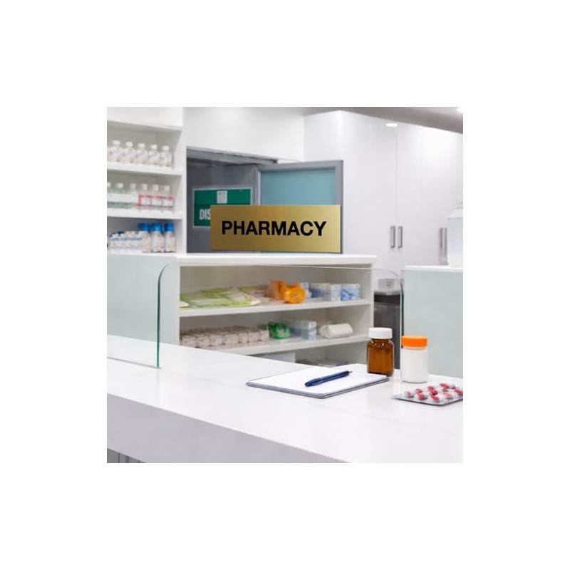 Signs ByLITA - Señal de farmacia básica, Oro cepillado, Medium