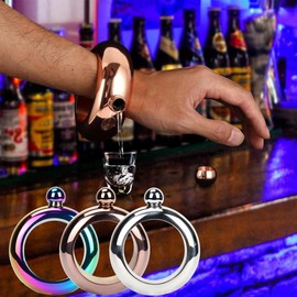 Mochiglory Bracelet Flask Hip 304 Stainless Steel 3.5 oz with Funnel Liquids Wine Bangle