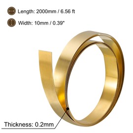 TA-VIGOR 1Pcs Brass Sheet Roll, 2000mm x 10mm x 0.2mm Metal Foil Plate Roll Brass Metal Thin Sheet Strip for Crafts, Electrical Repairs, DIY Projects, Grounding