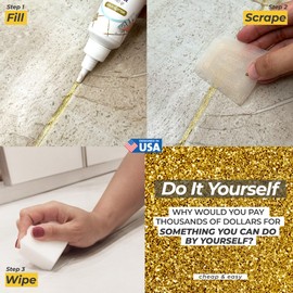 PentaUSA Tile Grout - Glitter Grout Tube, 6 Fl Oz Glitter Fast Drying Grout Paint, Shiny Grout Repair Kit - Renew Grout Lines in Bathroom, Kitchen, Countertops (180 ml, 6 Fl Oz) (Gold)
