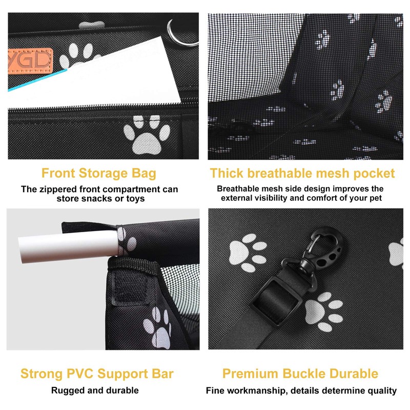 BYGD Dog Car Seat, with Upgrade Support Rod, Breathable and