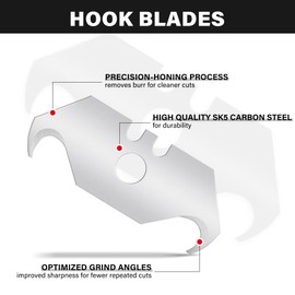 HAUTMEC 30 Pack Utility Knife Hook Blades, SK5 Steel, All-Purpose Blade Replacement with Safty Dispenser, Standard Size Razor Blades for Box, Carpet, Rope, Trim Roof Materials – HTUBM25012