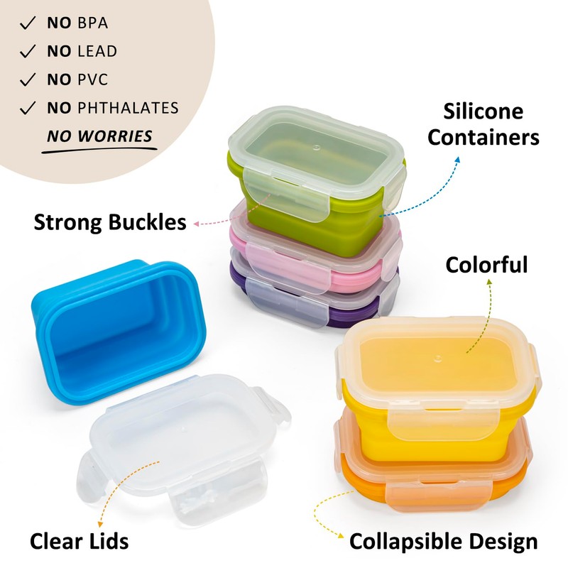 Annaklin Collapsible Food Storage Containers with Lids, Small Silicone Snack