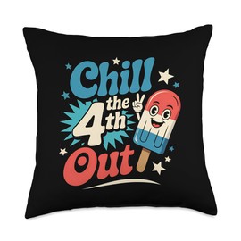 Fourth of July Chill 4th Out Popsicle USA Gift Throw Pillow