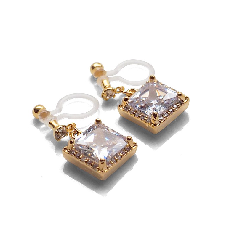 Miyabi Grace Elegant Cubic Zirconia Crystal Invisible Clip On Earrings