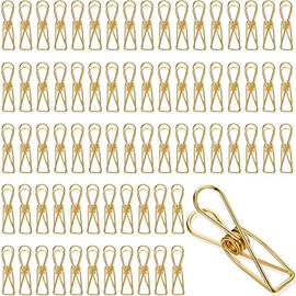 100 Clips de Papel Clips Huecos de Alambre de Metal Clips Multiusos de Factura Pasadores de Ropa Colgantes de Acero Inoxidable para Uso en Hogar Oficina Exterior Cocina Escuela (Oro)