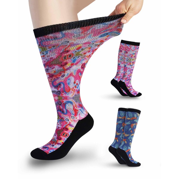 YOKEEP - Calcetines diabéticos para mujeres y hombres extra anchos,