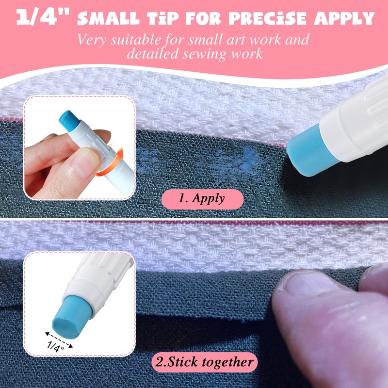 6 Pack Fabric Glue Pen Refills, 2" L x 0.6"