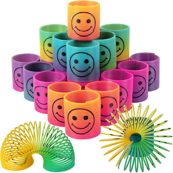 LISOPO 24 Pieces Kids Birthday Gadgets Mini Smiley Springs Smile Spring Rainbow Magic for Party Supplies and Party Fillers Fun24…