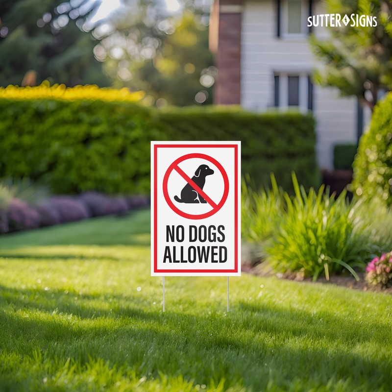 No Dogs Allowed Yard Signs with H-Frame Stakes, 8" x