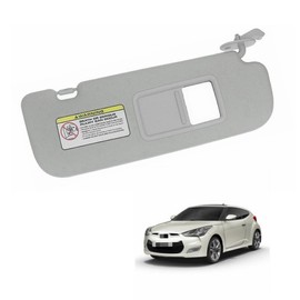 Right Passenger Side Sun Visor with Mirror Gray for Hyundai Veloster 2012-2015 Replacement for 85220-2V140-TX (Right)