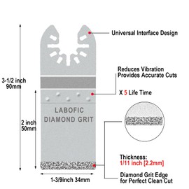 LABOFiC 10Pcs Diamond Oscillating Blades, Flush Cut Grout Oscillating Multi Tool Blades for Grout Removal, Cleaning Mortar and Soft Tile Cut