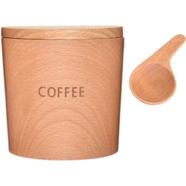 Rattan Gei TOUGEI Wooden Canister (Coffee) 8.8 fl oz (250 ml), Major Spoon, 0.2 oz (5 g), Wooden Storage Container, Set of 2