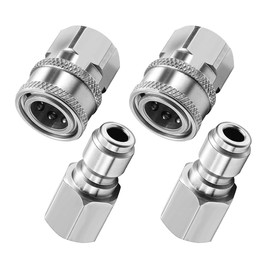 FENG PAI 4Pack NPT 3/8 Inch Pressure Washer Adapter Set, 4 Sets Stainless Steel Internal Male and Female Quick Connector Kit, Pressure Washer Internal Female and Male Thread Fitting