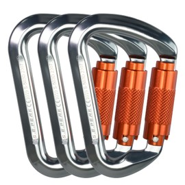 SEPEAK UIAA CE 30kN Climbing Carabiner Clips, Professional Heavy Duty Twist Locking Carabiners for Climbing,Mountaineering, Rappelling, Camping, Hiking, Swings, Large D Ring Hooks