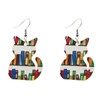 Cute Bookshelf Cat Earrings for Women Book Lovers Animal Funny