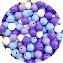 500PCs 8mm Mixed Color Acrylic Round Beads, Assorted Plastic Gumball Bubble Gum Beads with Hole Pastel Loose Beads Bulk for Jewelry DIY Making Crafting Supplies (Purple Series)