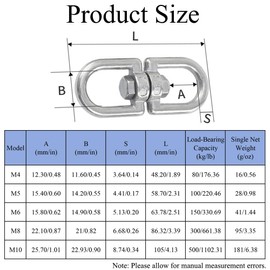 1 x Stainless Steel Swivel Ring M10 Swivel 360° Swivel Accessories Hammocks Swivel Lock Universal Swing Suspension Kit for Outdoor Adventure Hammock Chairs Hammock Chairs