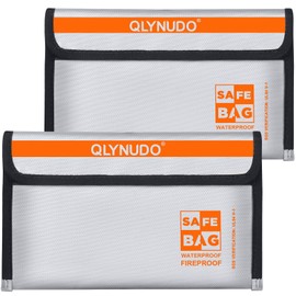 Small Fireproof Document Bag for Cash (8x5", External Size), 2-Pack Fireproof Money Bag with Waterproof Zipper, Fireproof Pouch Set (Basic, 2-Small-Grey)