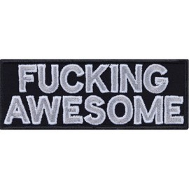 " Awesome" Sew-On with Embroidery Humour Iron-On Patch I am Awesome Patch Teenager Iron-On Transfers Gift DIY Appliqué Perfect for Backpack/Bag/Boots - 100 x 35 mm