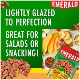 Emerald Nuts Honey Glazed Almonds (1-Pack), 5.5oz Resealable Bag, Kosher Dairy Certified, Non-GMO, Contains No Artificial Preservatives, Flavors or Synthetic Colors