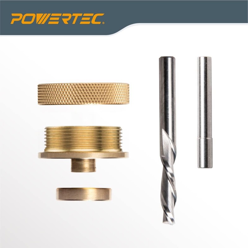 POWERTEC Router Inlay Kit, Solid Brass Router Bushing Guide Set