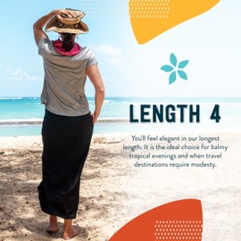 RipSkirt Hawaii Length 4 - Wrap Skirt for Women - Quick Dry Swim Cover-Up with Side Pocket - Lightweight for Beach, Travel and Casual Wear (Black, Medium)