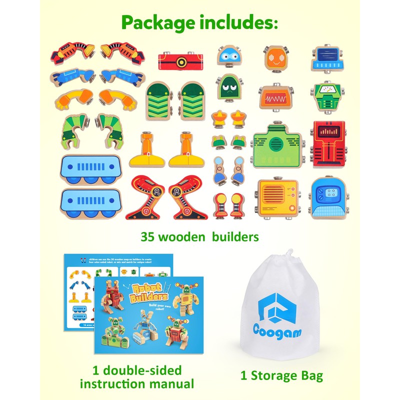 Coogam Fine Motor Building Robot Blocks for 3 4 5