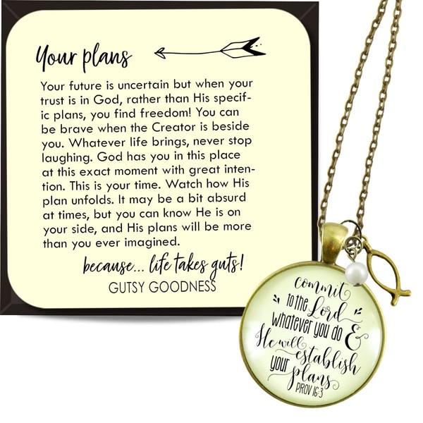 Jesus Fish Necklace Commit to the Lord Proverbs Jewelry Ichthys