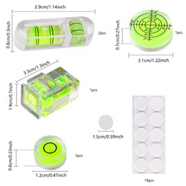 GZGXKJ Mini Bubble Spirit Level Precision Bubble Spirit Level Square Round Spirit Level for Camera, Camping, Caravan, Pack of 9