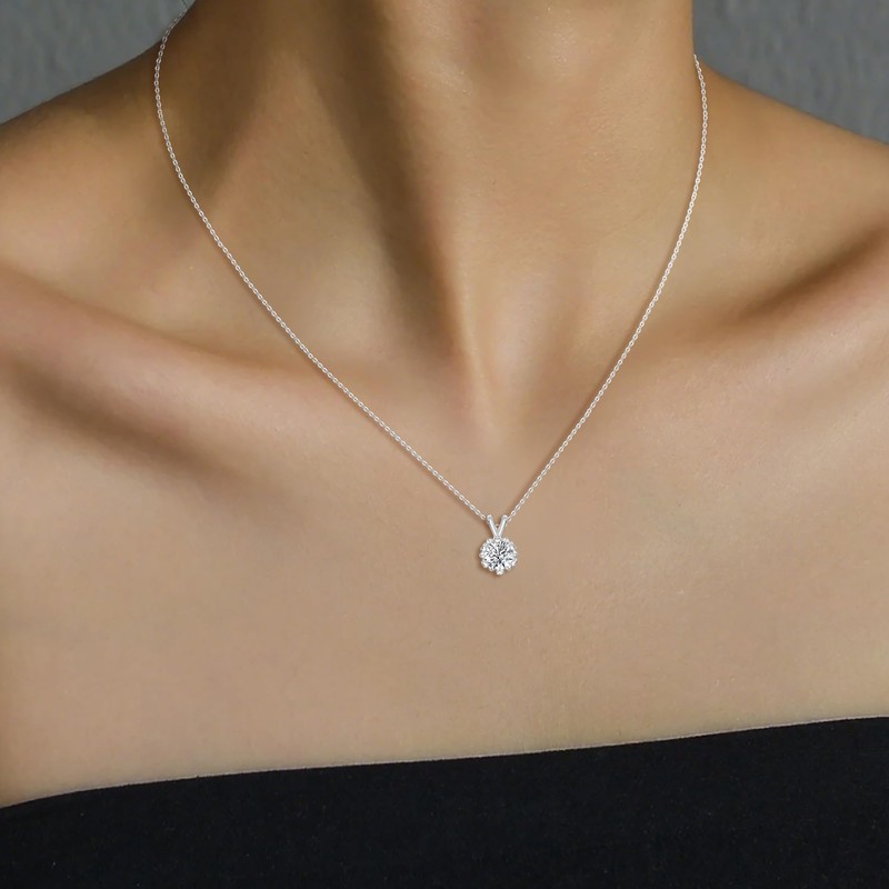 SILBERTALE Moissanite Necklace for Women - 925 Sterling Silver D