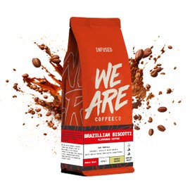Coffee Beans 227g Bag, Whole Bean Coffee, Brazilian Biscotti Flavoured Coffee Beans, Arabica, Medium Roast Fresh Coffee, Single Origin (We Are Coffee Co)