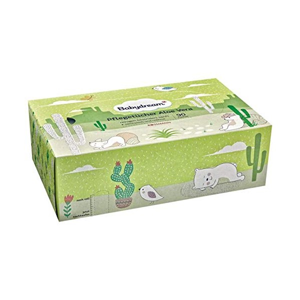 Babydream Care Wipes Aloe Vera Pack of 90 Cleans Especially Gently Velvet Soft and Tear-Resistant