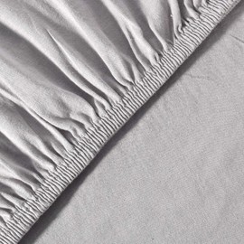 leevitex® Fitted Sheet, 180 x 200 cm to 200 x 200 cm, 100% Jersey Cotton, Mattress Height up to 25 cm, Oeko-Tex, Grey