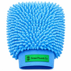 GreenThumb Co Microfibre Car Wash Mitt, Ultra Soft Scratch-Free Wash Glove for Cars, Motorcycles, Vans & SUVs, Reusable, Machine Washable, Blue