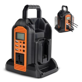 GRVODFRTA DC 20V to AC 120V Power Inverter for Black and Decker 20V Battery, 350W Pure Sine Wave Power Inverter Converter with 6 Output LCD Display and LED Light, 2 Battery Port (No Battery)