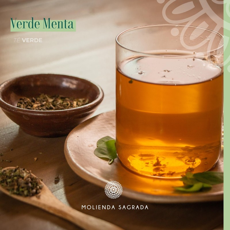 Molienda Sagrada Té Verde Menta, Infusión de Menta y Hierbabuena