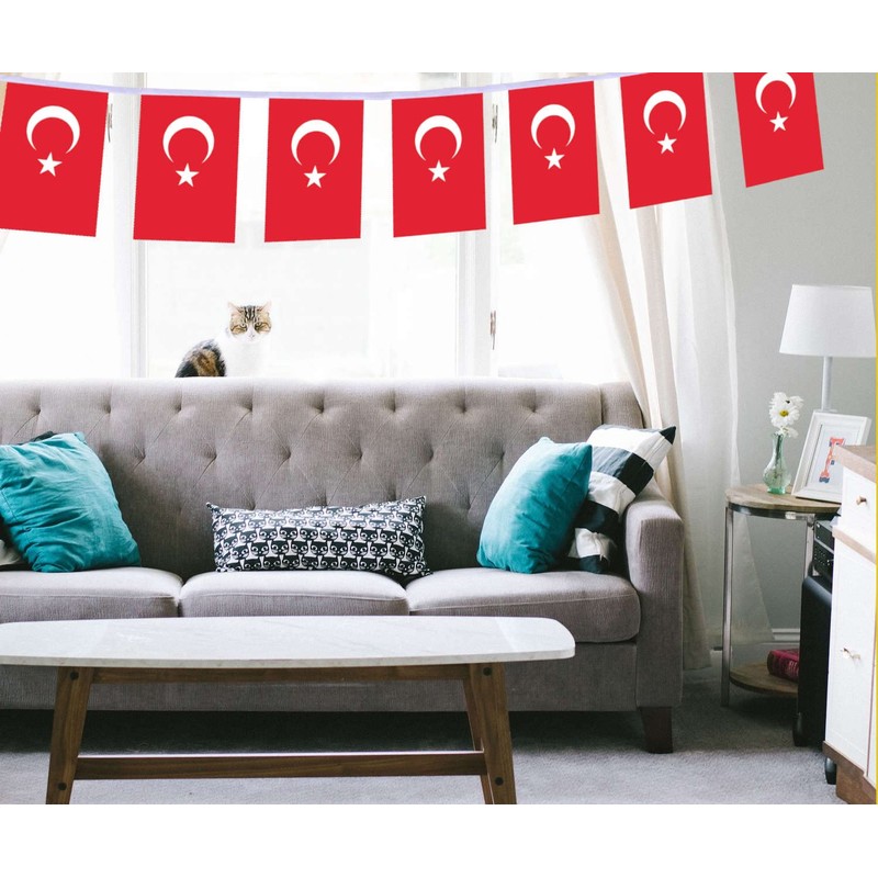 30 PCS Turkey Flag, 33 FT Turkish National Bunting,DecorGarden With